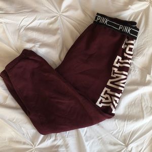 VS PINK Maroon Cropped Sweatpants